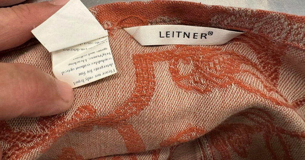 Leitner Cotton Linen Rust Beige Print Pillow Sham