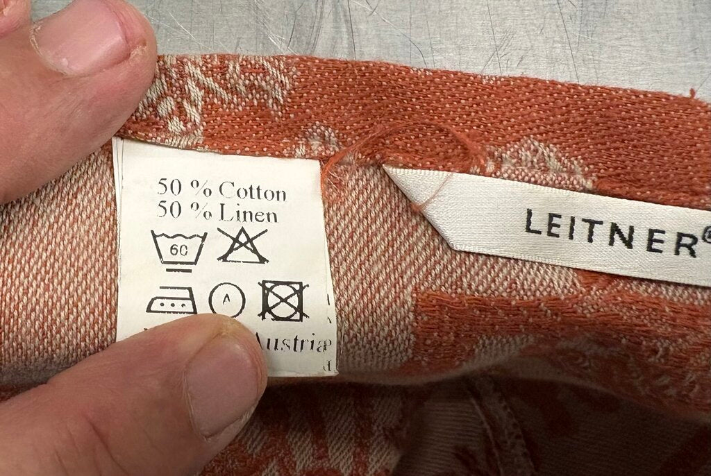 Leitner Cotton Linen Rust Beige Print Pillow Sham