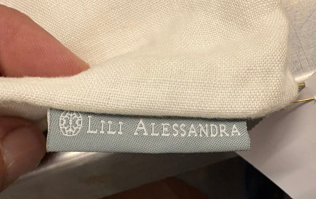Lili Alessandro White Linen Embroidered Pattern Pillow Sham