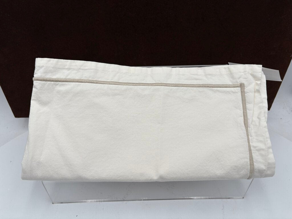 Noble Excellence Ivory Ecru Cotton Taupe Trim Pillow Case