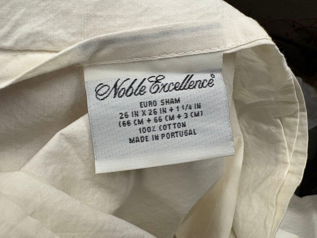 Noble Excellence Ivory Ecru Cotton Taupe Trim Pillow Case