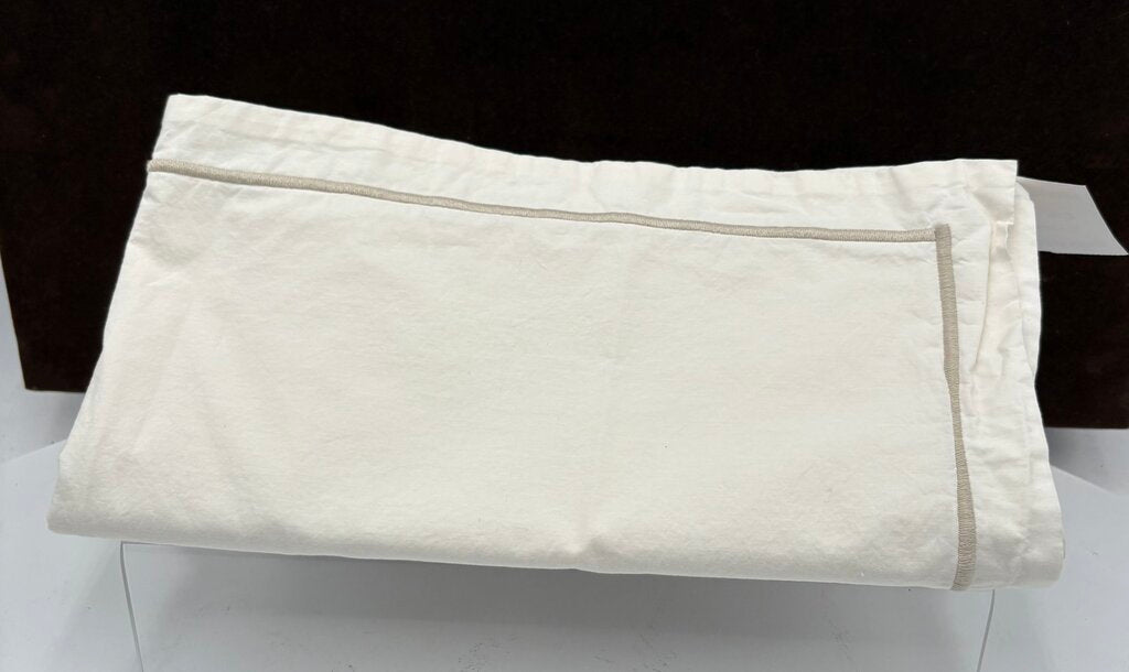 Noble Excellence Ivory Ecru Cotton Taupe Trim Pillow Case