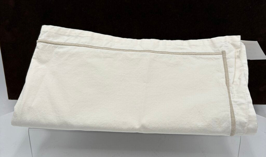 Noble Excellence Ivory Ecru Cotton Taupe Trim Pillow Case