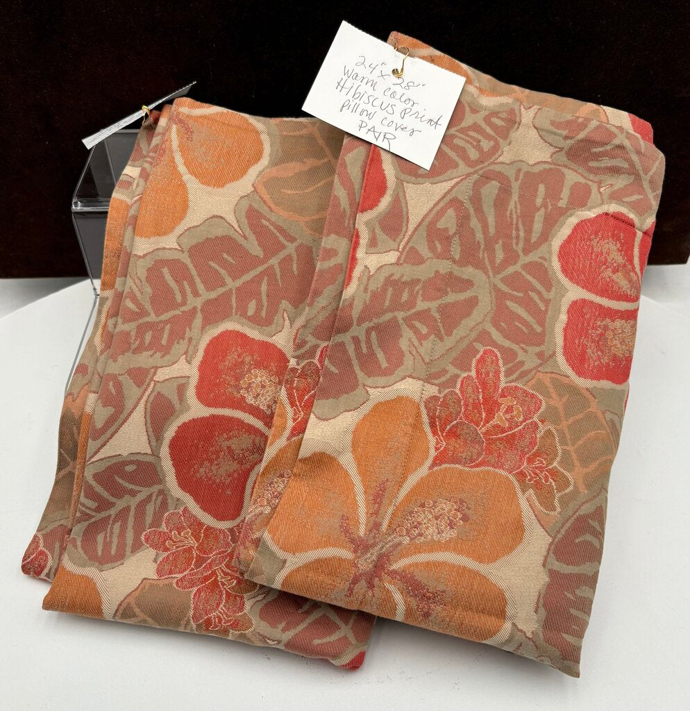 Ygle S.D.H Italy Rust Hibiscus Floral Print Pillow Shams (PAIR)