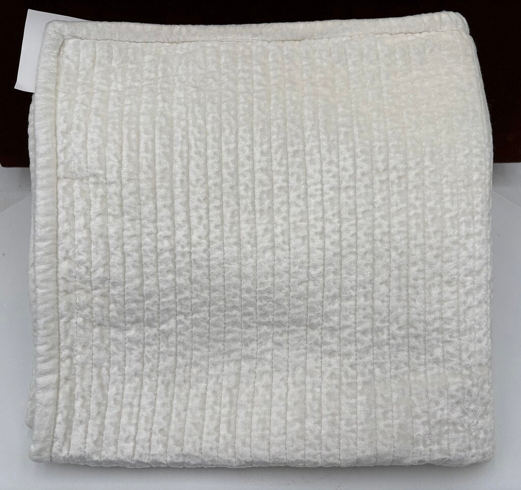 Orchids Lux Home Spencer White Velvet Quilted Euro Sham