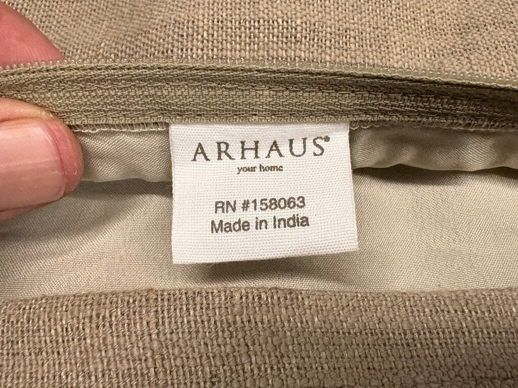 Arhaus Home Cotton, Linen, & Cow Hide Fur Cover Pillow Sham