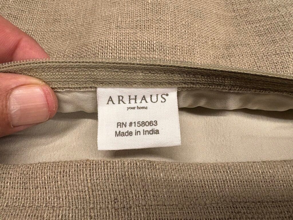 Arhaus Home Cotton, Linen, & Cow Hide Fur Cover Pillow Sham