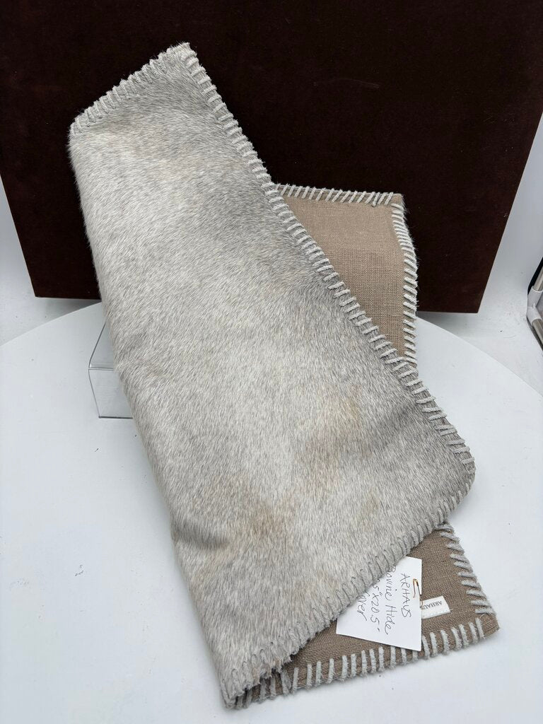 Arhaus Home Cotton, Linen, & Cow Hide Fur Cover Pillow Sham
