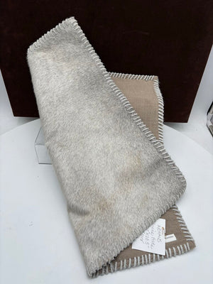 Arhaus Home Cotton, Linen, & Cow Hide Fur Cover Pillow Sham