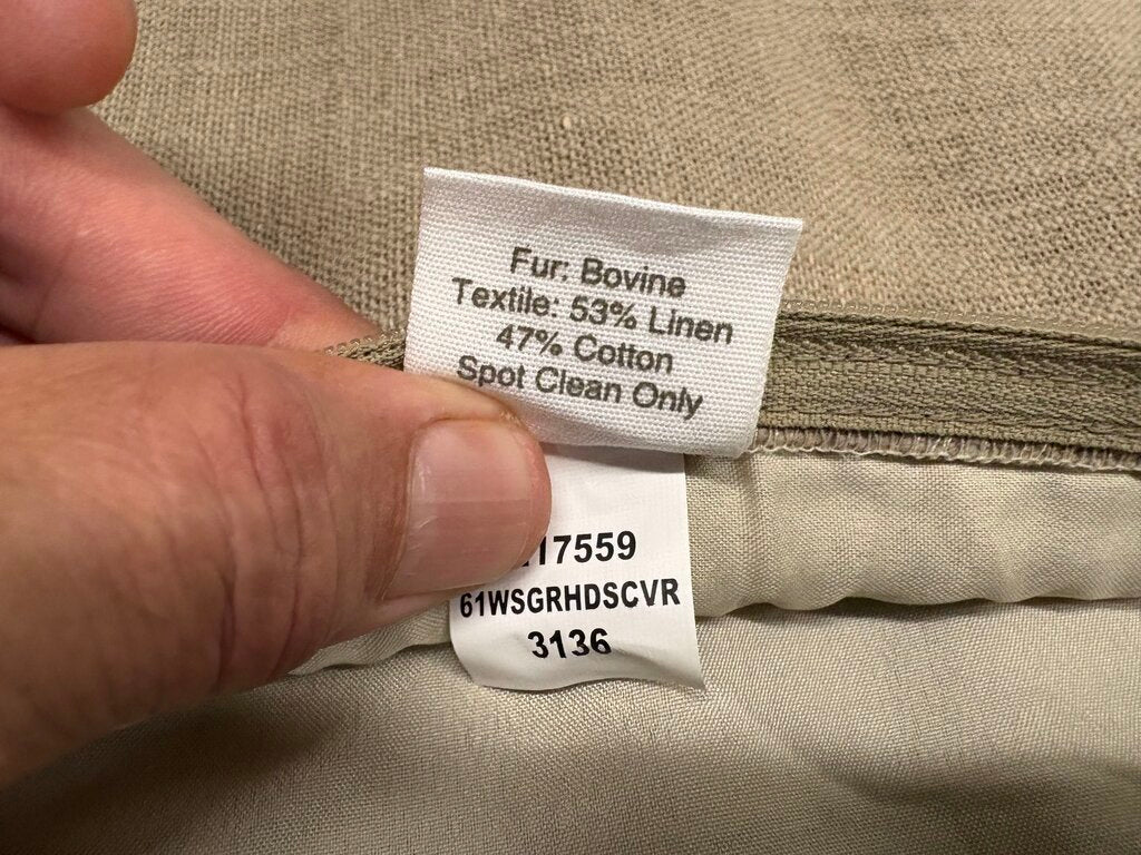 Arhaus Home Cotton, Linen, & Cow Hide Fur Cover Pillow Sham