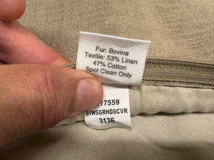 Arhaus Home Cotton, Linen, & Cow Hide Fur Cover Pillow Sham