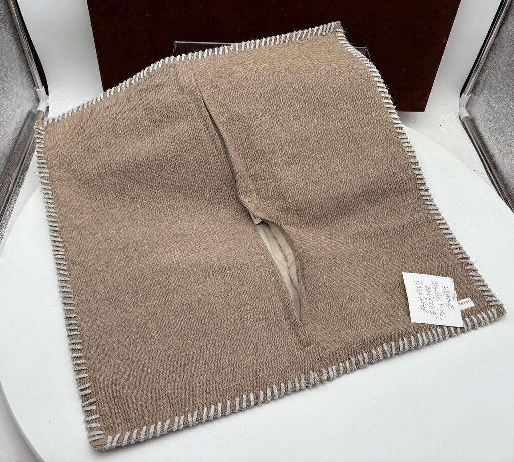 Arhaus Home Cotton, Linen, & Cow Hide Fur Cover Pillow Sham