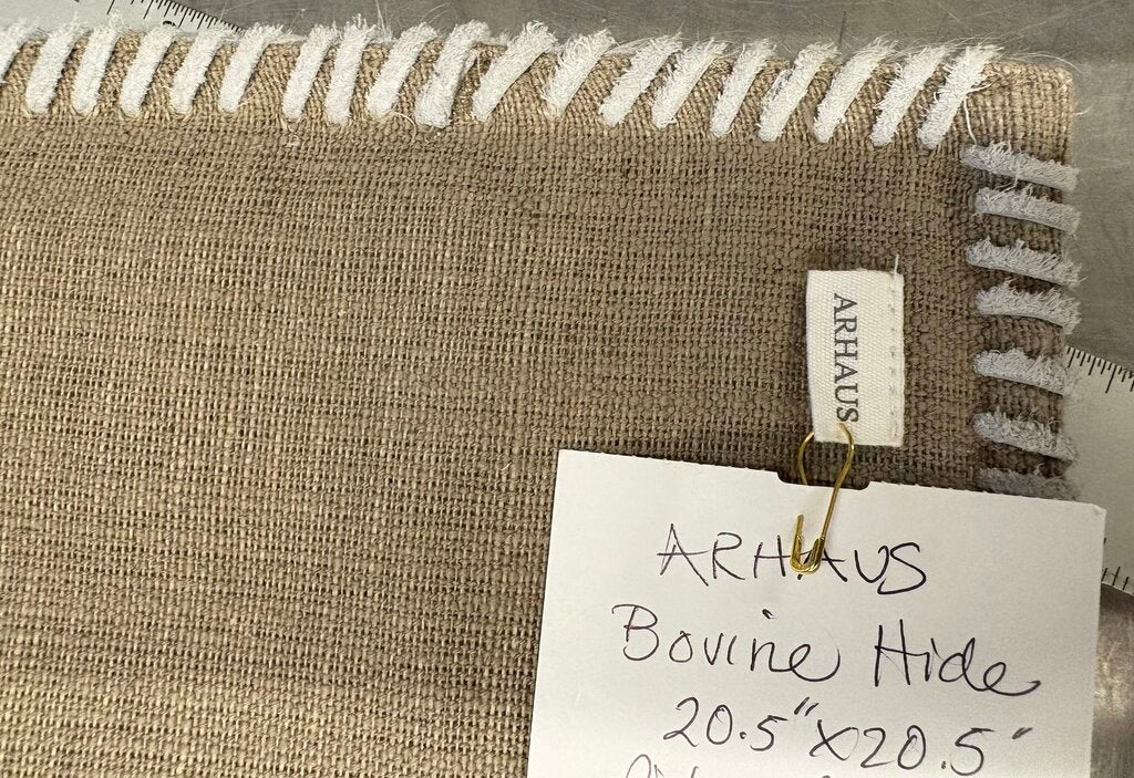 Arhaus Home Cotton, Linen, & Cow Hide Fur Cover Pillow Sham