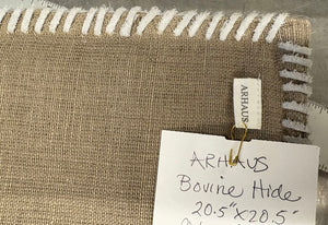 Arhaus Home Cotton, Linen, & Cow Hide Fur Cover Pillow Sham
