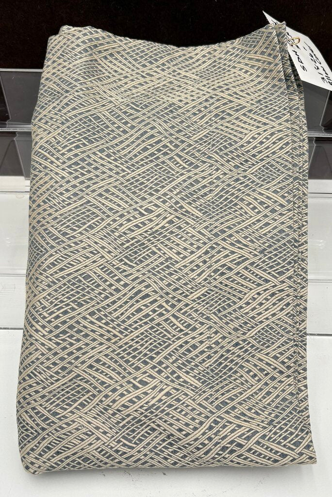 S.D.H. Italy Cotton & Silk Charcoal Gray & Cream Geometric Line Square Print Pillow Sham