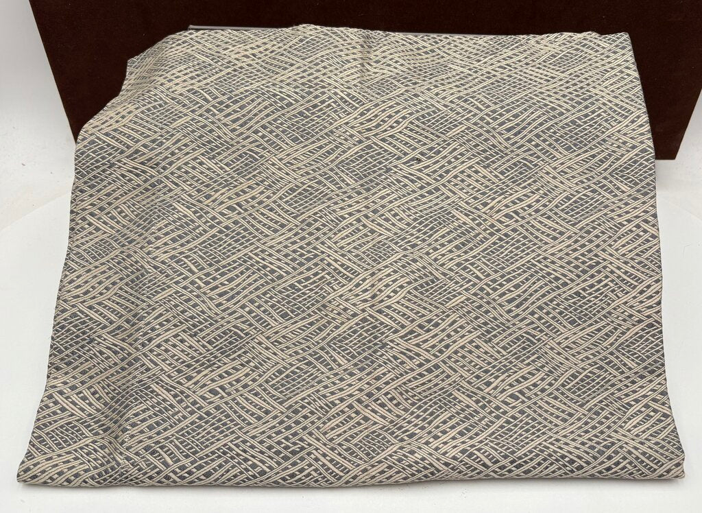 S.D.H. Italy Cotton & Silk Charcoal Gray & Cream Geometric Line Square Print Pillow Sham