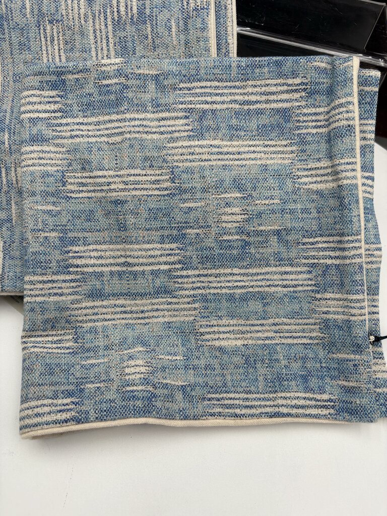 West Elm Cotton Checkered Ikat Marina Blue Pillow Covers (PAIR)