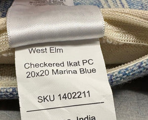 West Elm Cotton Checkered Ikat Marina Blue Pillow Covers (PAIR)