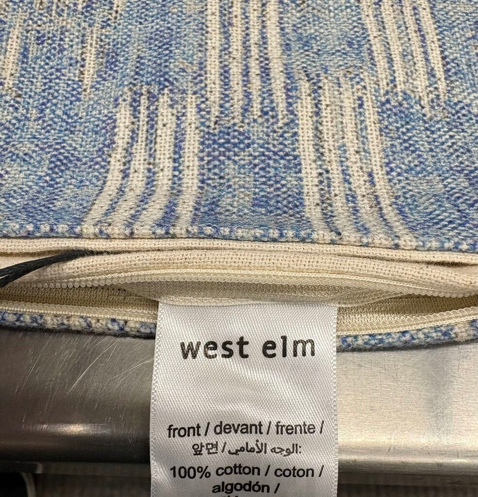 West Elm Cotton Checkered Ikat Marina Blue Pillow Covers (PAIR)