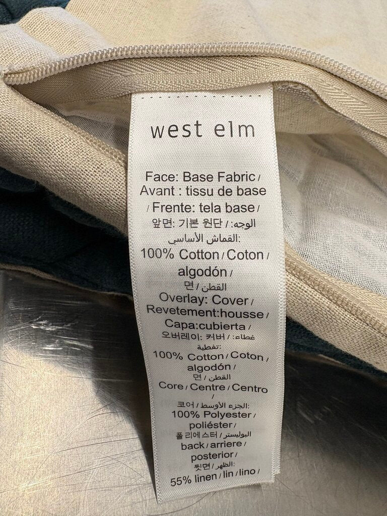 West Elm Cotton Gun Metak Blue Braided Jersey Pillow Cases (PAIR)