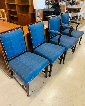 Blue Nailhead Stud Dining Chairs (4 standard + 2 captain)