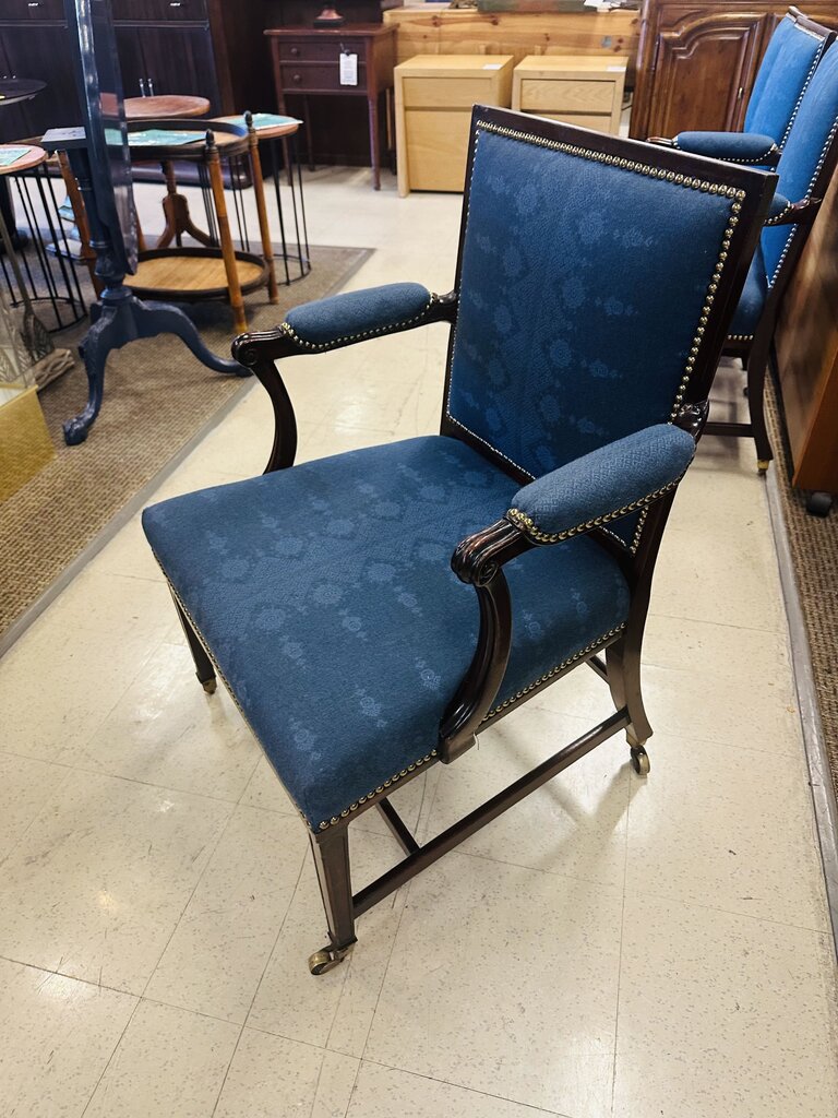 Blue Nailhead Stud Dining Chairs (4 standard + 2 captain)