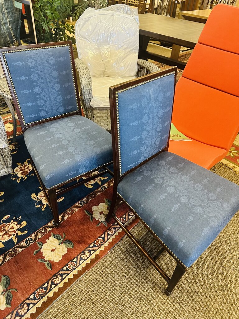 Blue Nailhead Stud Dining Chairs (4 standard + 2 captain)