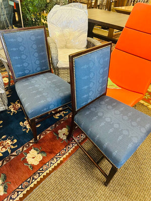 Blue Nailhead Stud Dining Chairs (4 standard + 2 captain)