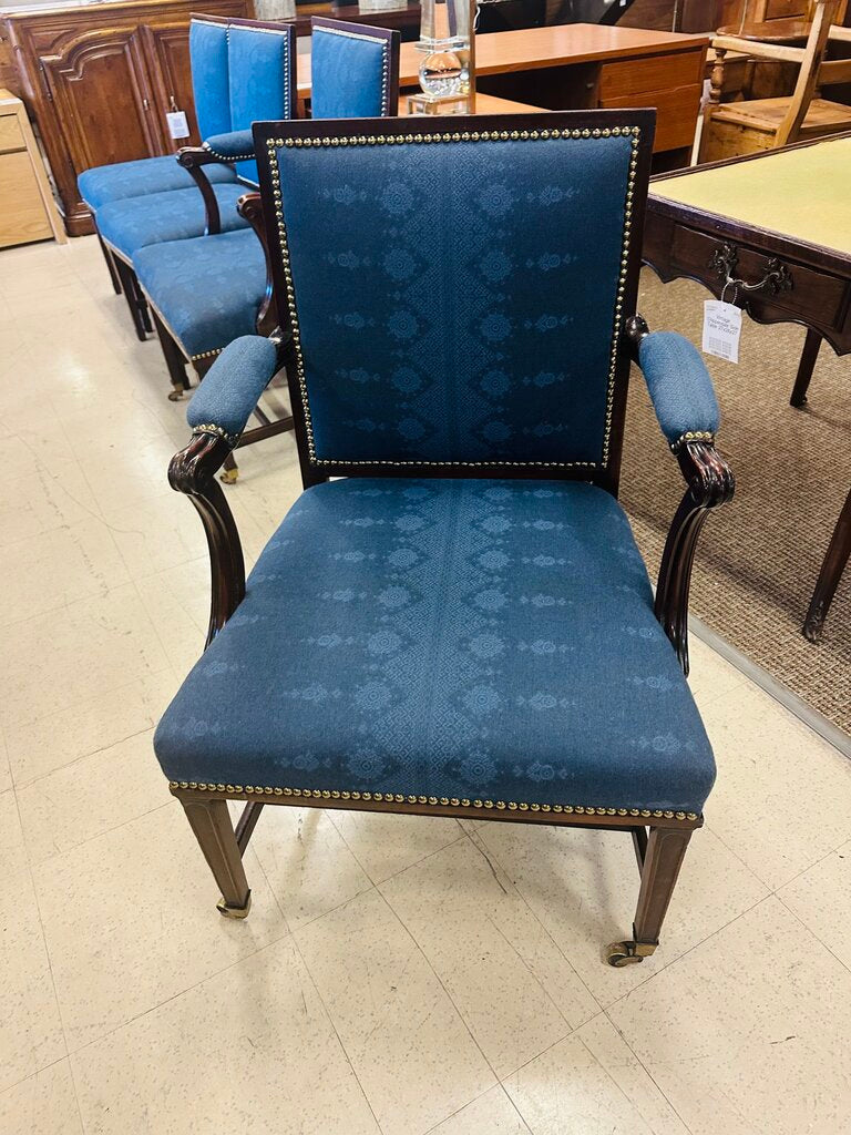 Blue Nailhead Stud Dining Chairs (4 standard + 2 captain)