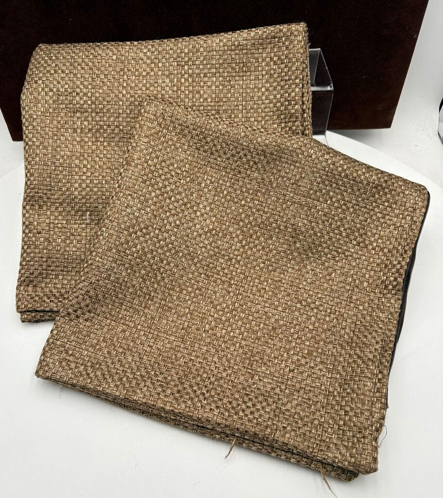 Custom Linen Bronze Basket Weave Pattern Pillow Cover