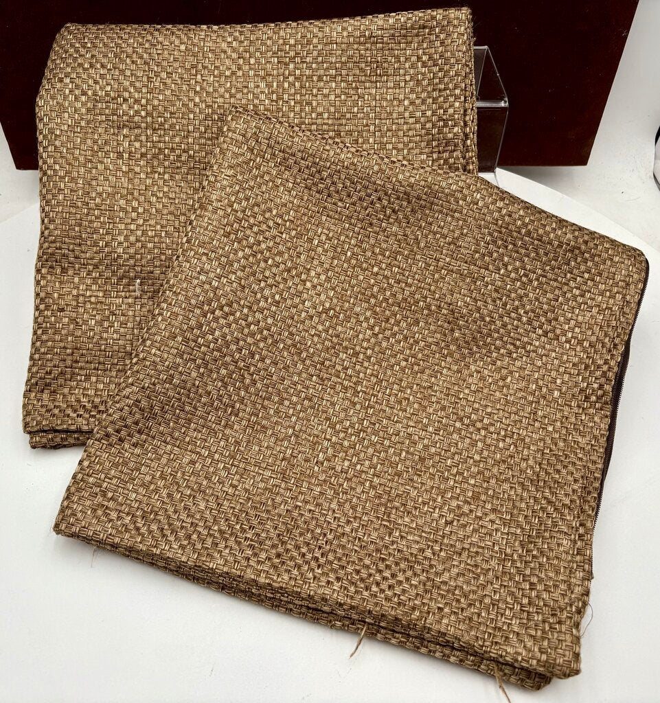 Custom Linen Bronze Basket Weave Pattern Pillow Cover