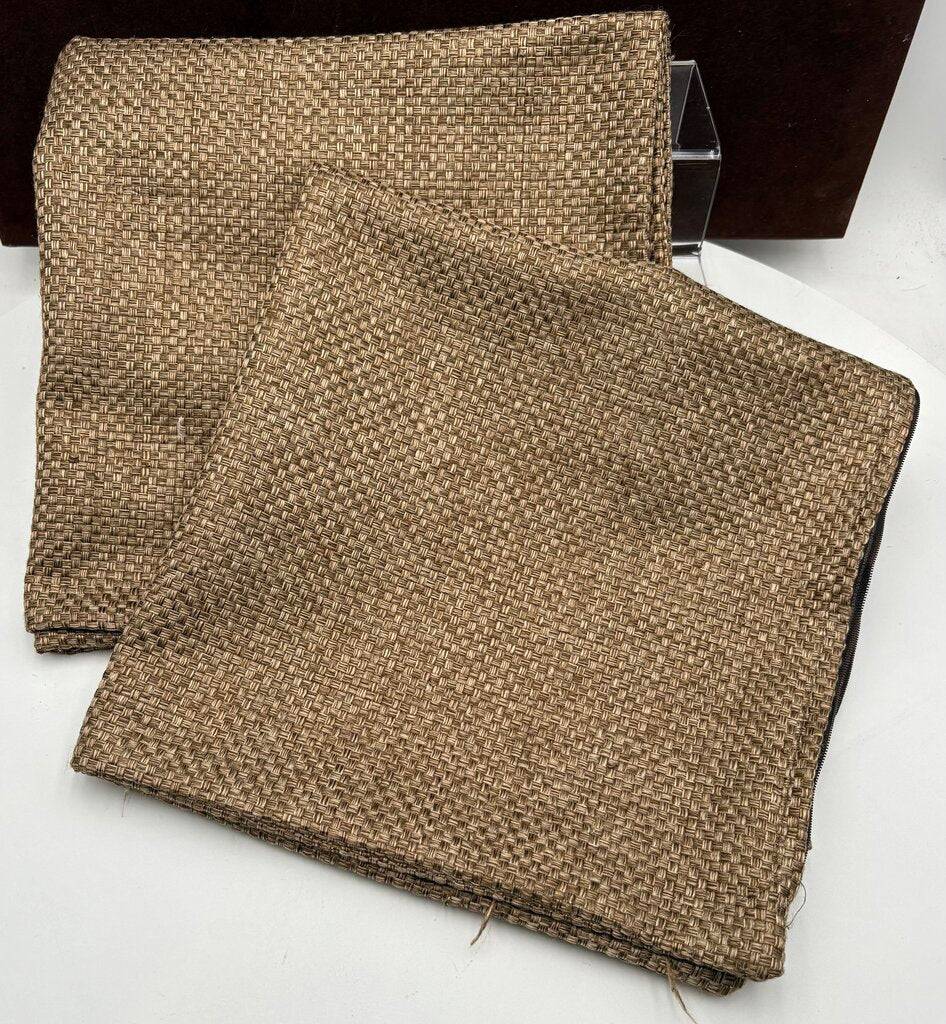 Custom Linen Bronze Basket Weave Pattern Pillow Cover