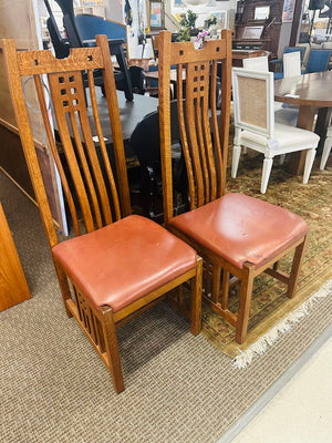 Mission Arts & Crafts Style Oak Chairs (pair)