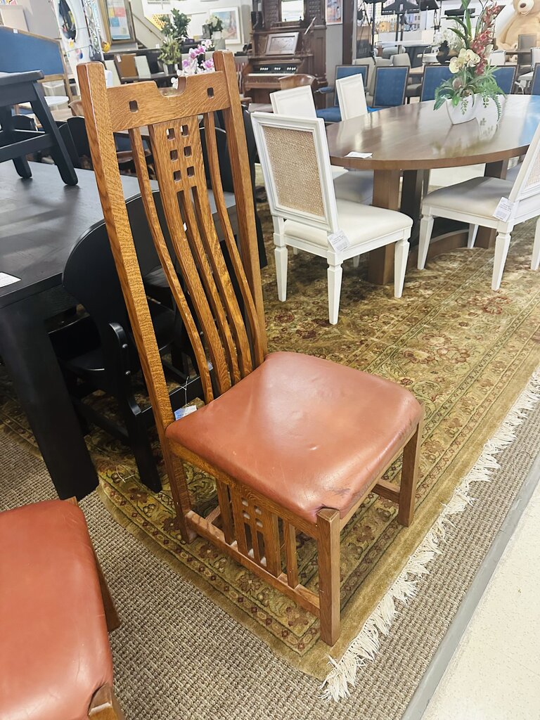 Mission Arts & Crafts Style Oak Chairs (pair)