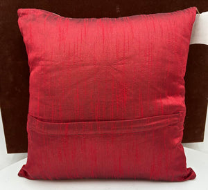Macy's Red & Gold Silk Cotton Elephant Motif Pillow