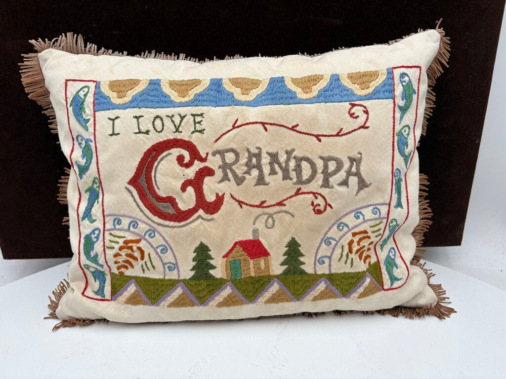 CatStudio Embroidered I Love Grandpa Lumbar Pillow