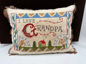 CatStudio Embroidered I Love Grandpa Lumbar Pillow