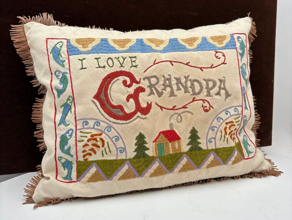 CatStudio Embroidered I Love Grandpa Lumbar Pillow
