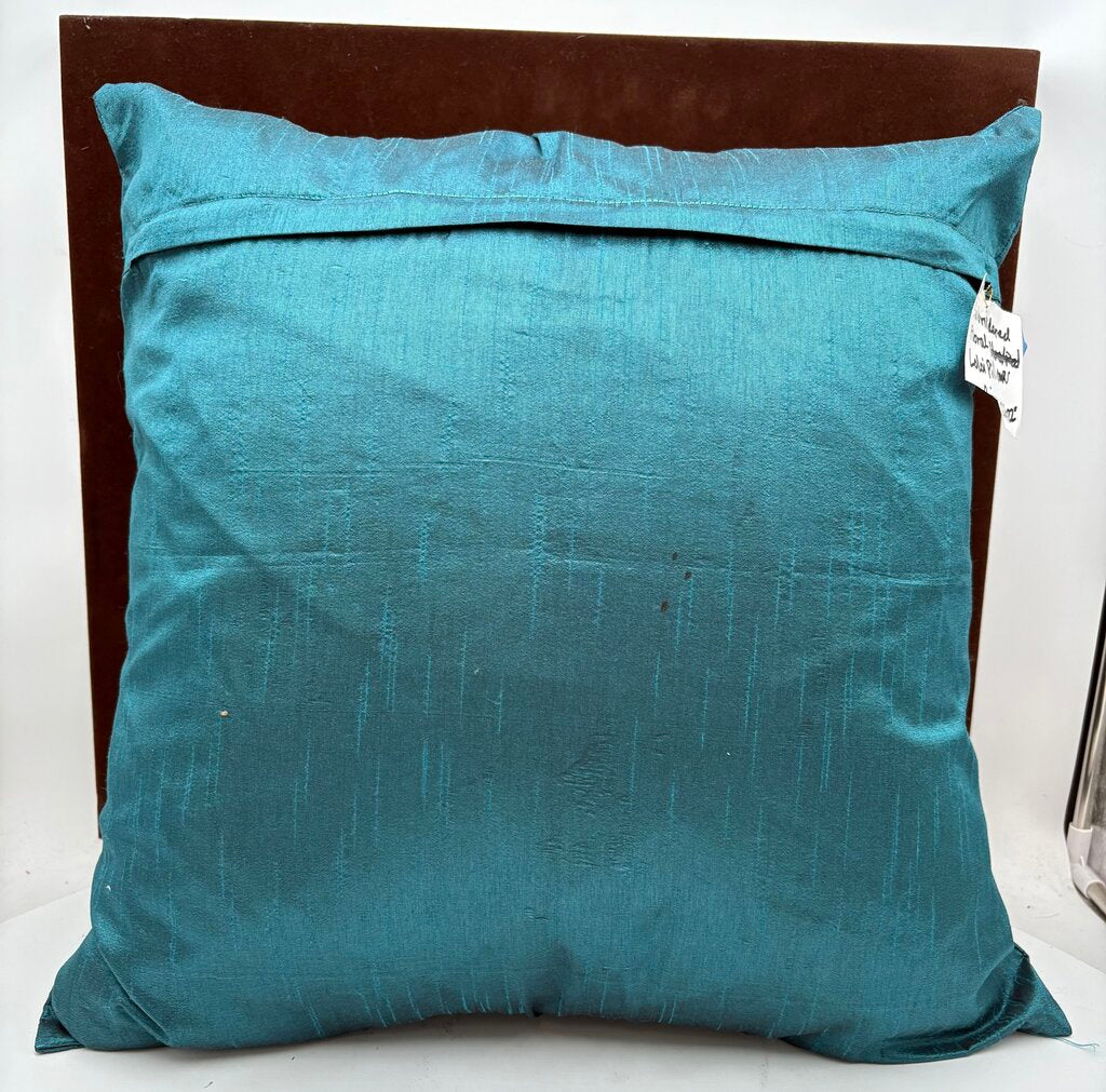 Loloi Aqua Marine Embroidered Poppy Motif Pillow