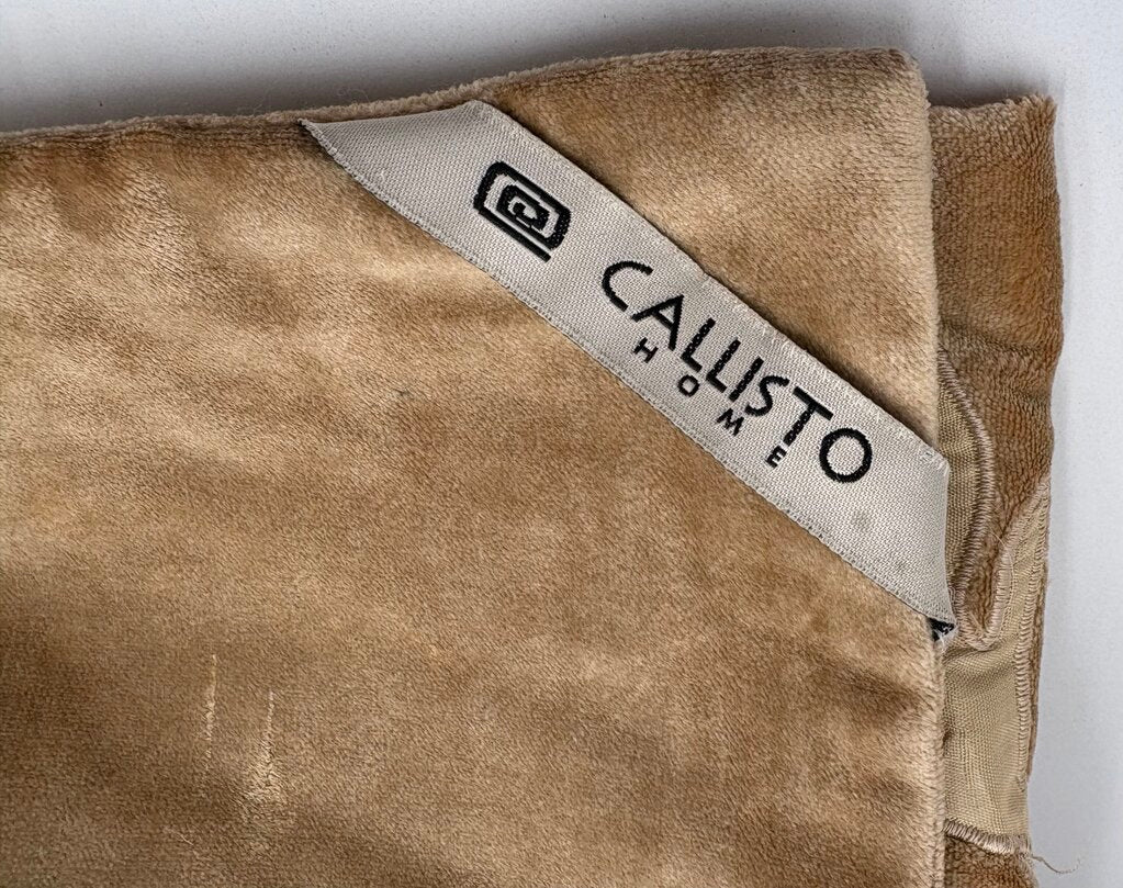 Callisto Home Golden Plush Velvet Floral Embroidered Pillow Cover