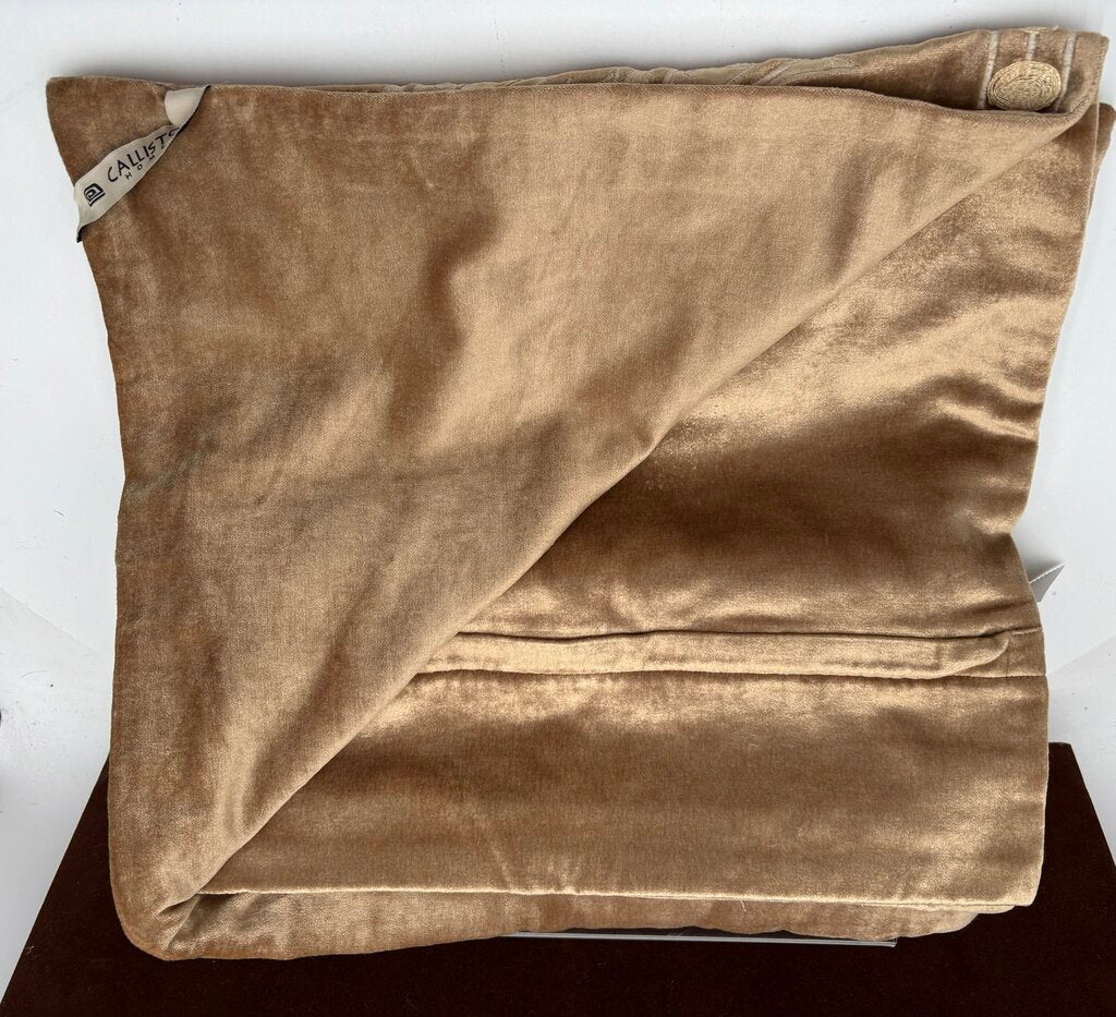 Callisto Home Latte Plush Velvet Floral Embroidered Pillow Cover
