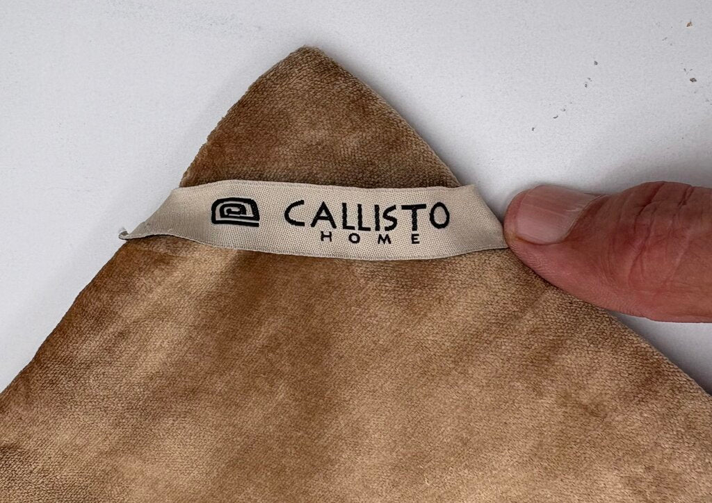 Callisto Home Latte Plush Velvet Floral Embroidered Pillow Cover