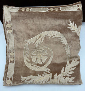 Callisto Home Latte Plush Velvet Floral Embroidered Pillow Cover