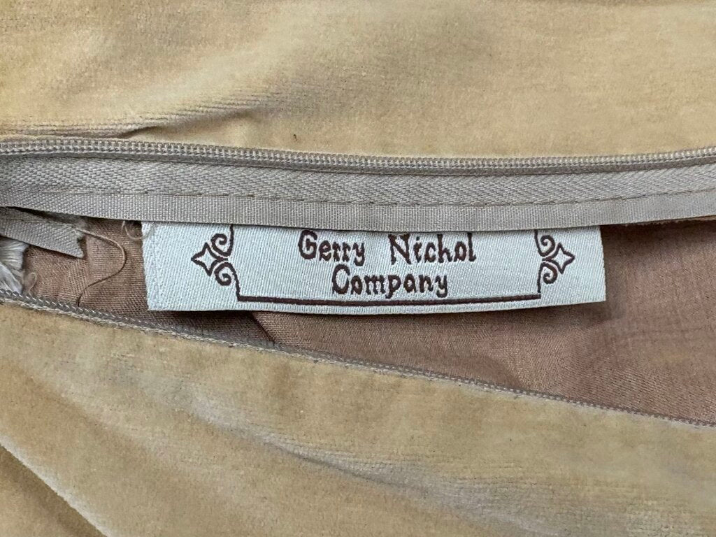 Gerry Nichol Company Gold Needle Point Floral Medallion Fringed Pillow Sham