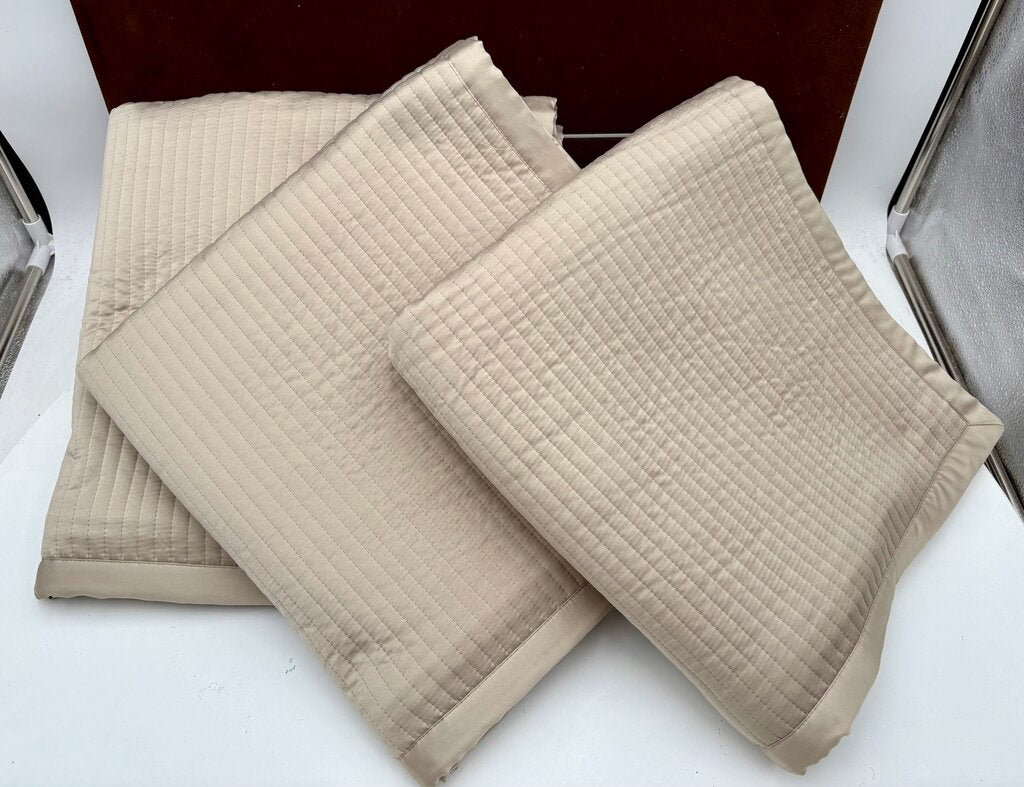 Ann Gish Art of Home Taupe Quilted Ribbed Pillow Cover