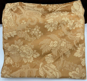 Ann Gish Asian Style Golden Linen Woven Garden Scene Motif Pillow Cover