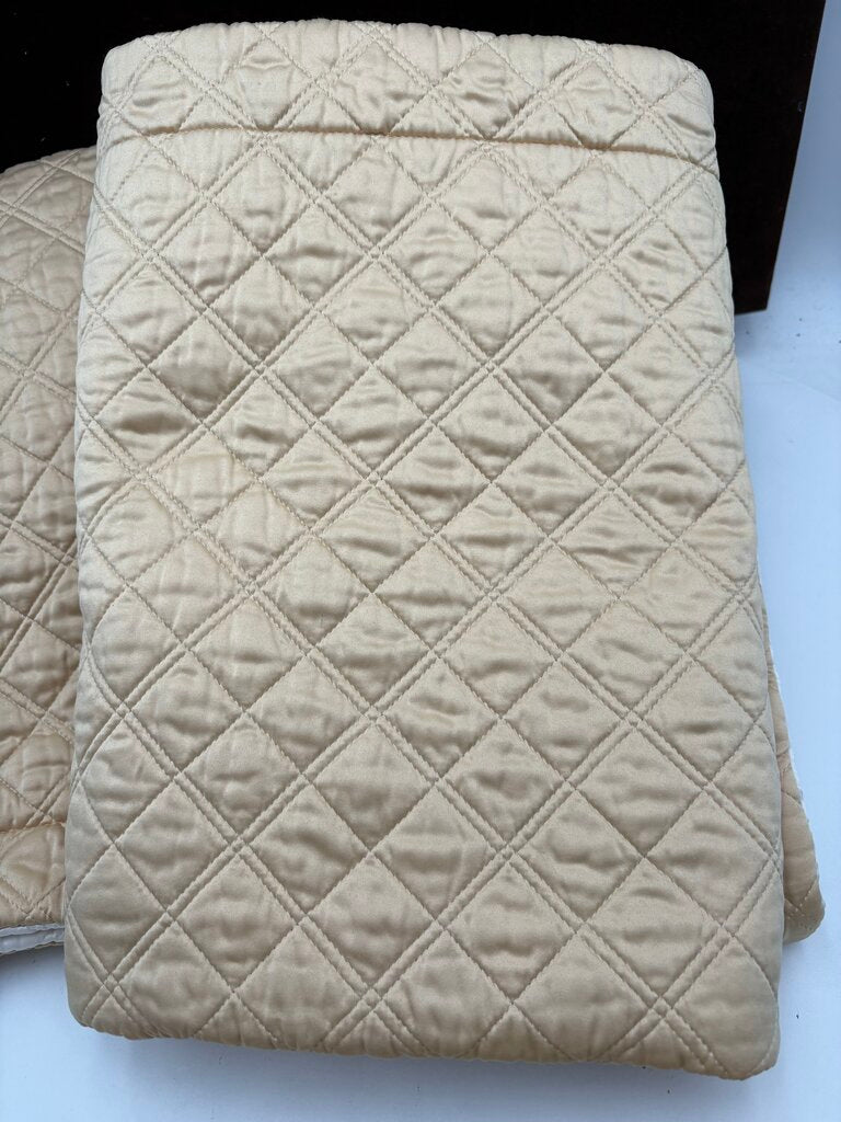 Lili Alessandra Gold & White Polyester & Cotton Quilted Double Diamond Pillow Cover