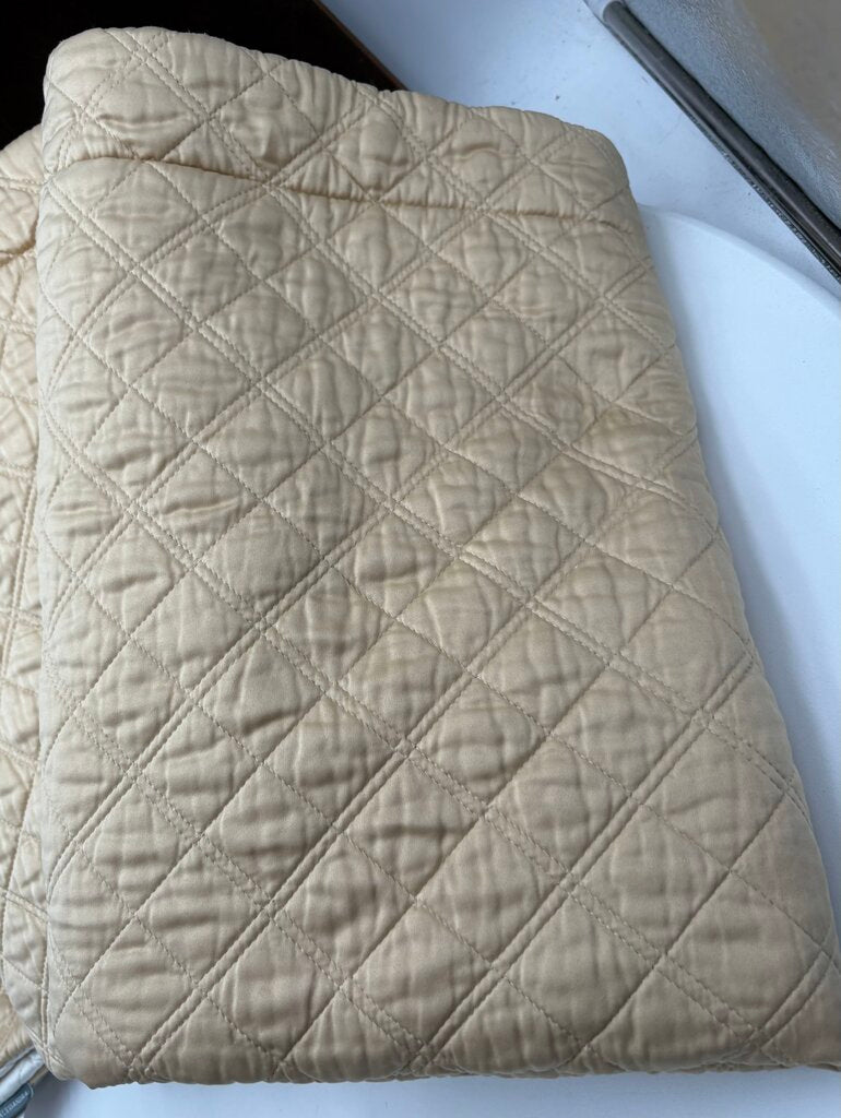 Lili Alessandra Gold & White Polyester & Cotton Quilted Double Diamond Pillow Cover
