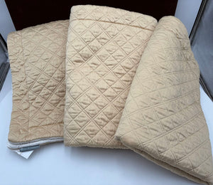 Lili Alessandra Gold & White Polyester & Cotton Quilted Double Diamond Pillow Cover