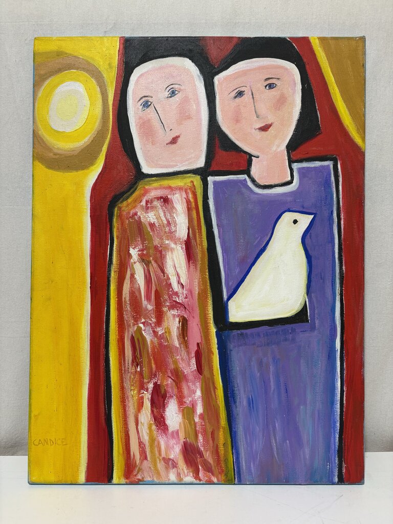 Candice Student Art Oil on Canvas Nuns with a Dove